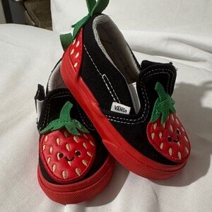 Vans Kids Black and Red Strawberry Sneakers